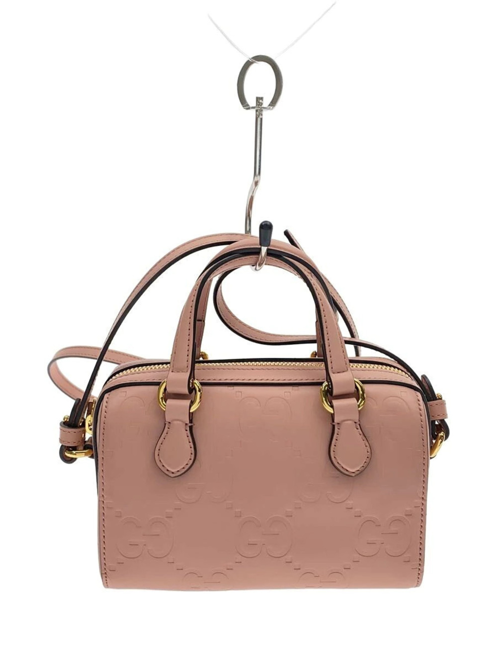 Gucci GG Super Shoulder Bag Leather Pink All over